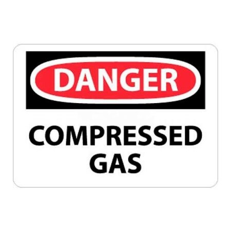 National Marker Co NMC OSHA Sign, Danger Compressed Gas, 10in X 14in, White/Red/Black D245RB